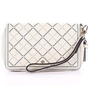 Tory Burch Robinson Crosshatch Saffiano Wristlet